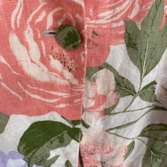 Joie Blazer XL Vintage Floral Print Linen Jacket Cottagecore Costal Greandma - Picture 6 of 8